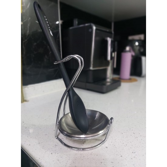 Premium Kirli Kaşık Kepçelik Paslanmaz Çelik Tezgah Üstü Metal Standlı Kaşık Tutacağı 18 cm