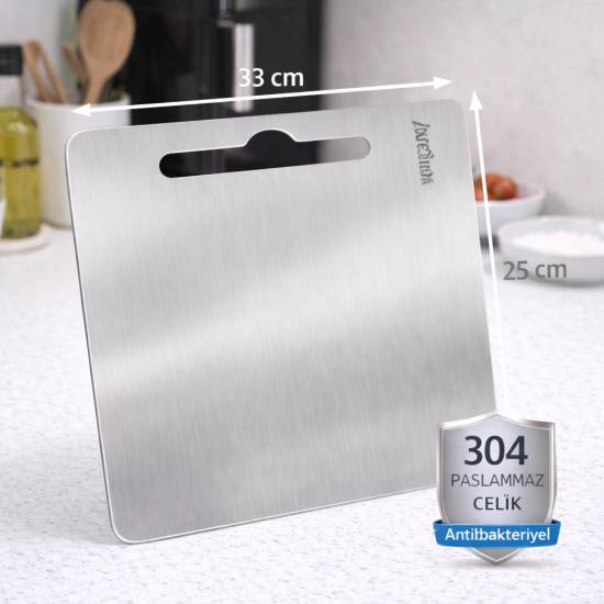 304 Paslanmaz Çelik Kesme Tahtası , Dayanıklı, Uzun Ömürlü, Kokusuz, 33cm* 25cm