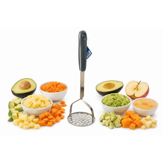 304 Paslanmaz Çelik Patates Ezici Gri Saplı 3 mm Kalınlık Havuç Muz Avokado Ezici