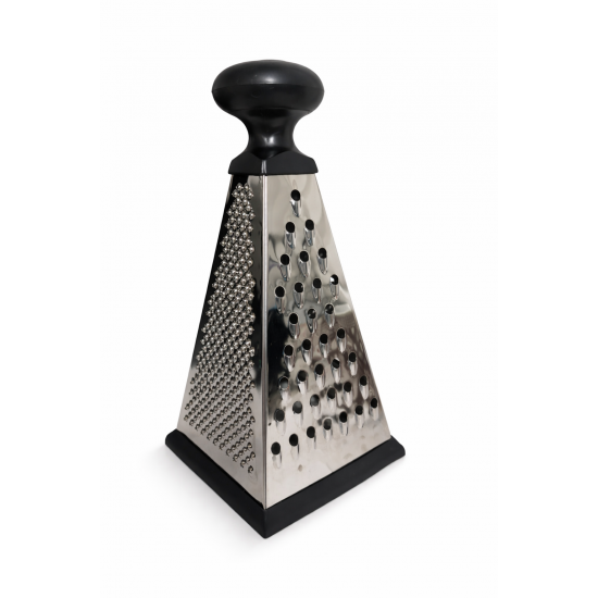 Paslanmaz Çelik 4 Taraflı Mutfak Rende 22 cm Kaymaz Tabanlı, Ergonomik Saplı Sebze ve Peynir Rendesi