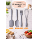 4’lü Silikon Mutfak Seti Isıya Dayanıklı Spatula Kaşık Fırça Çırpıcı Yanmaz Yapışmaz Gri