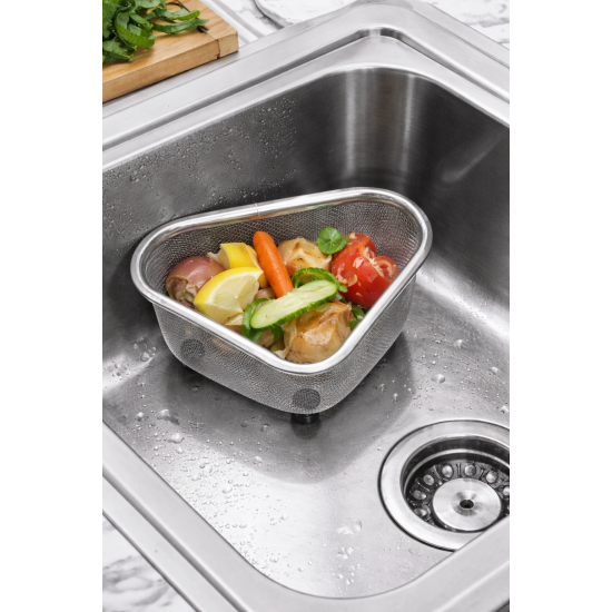 Lavabo İçi Süzgeci Üçgen Paslanmaz Çelik Süzgeç 18x12x12 cm Mutfak Atık ve Meyve Sebze Süzme Sepeti